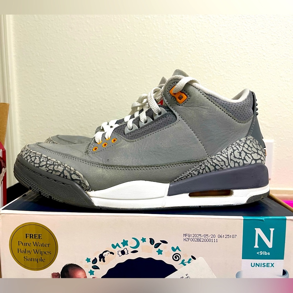 nike air jordan cool grey 3
Men’s 9.5 
Women’s 11